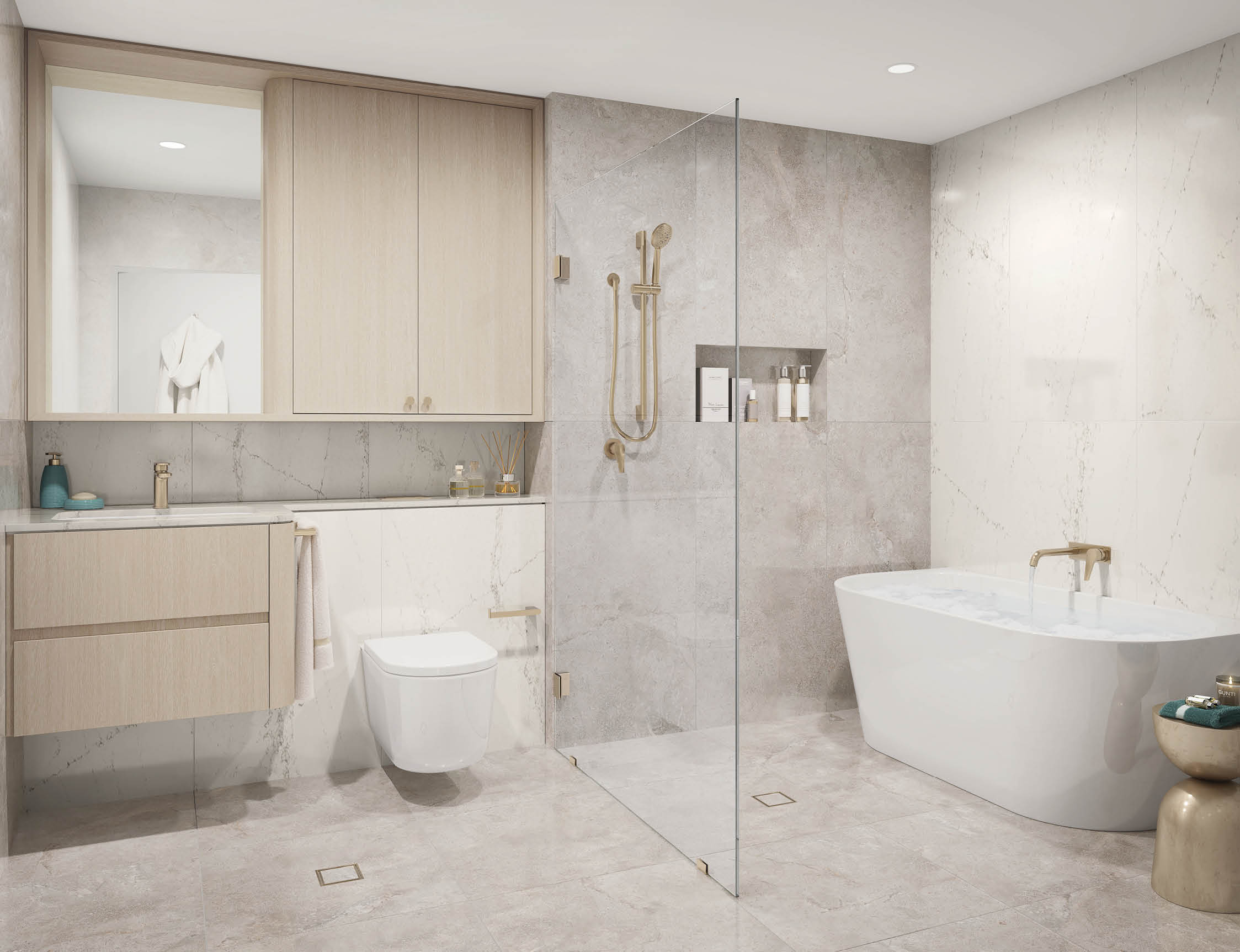 A white bathroom with a toilet, sink, and bathtub. Description generated by AI