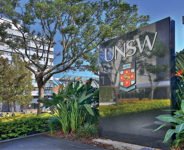 A sign with the letters “unsw" on it. Description generated by AI