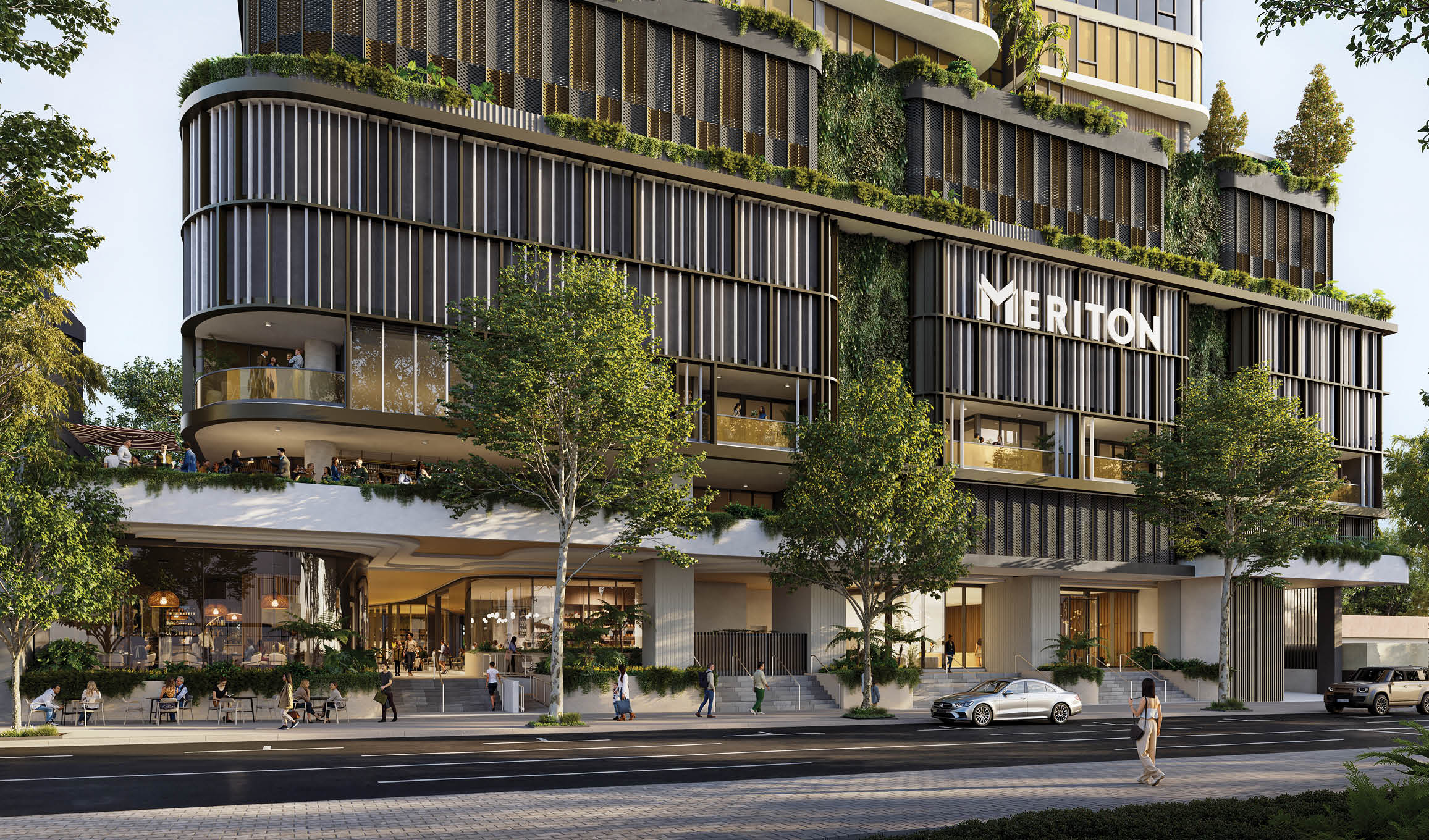 A large building with many windows and a green roof. AI generated content