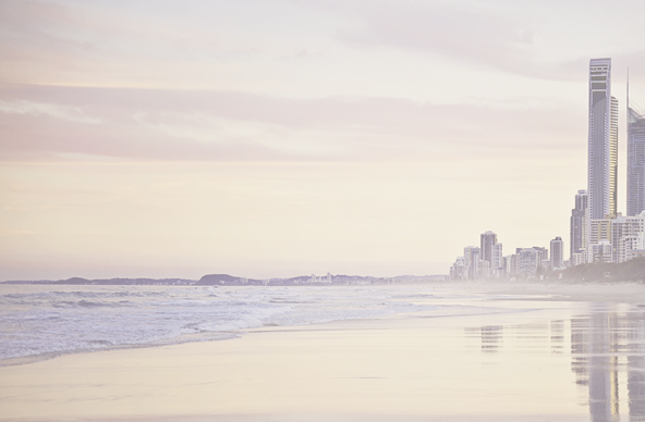 Beautiful scene of the Gold Coast city skyline and ocean, this picture has more brightness and depth of colour
